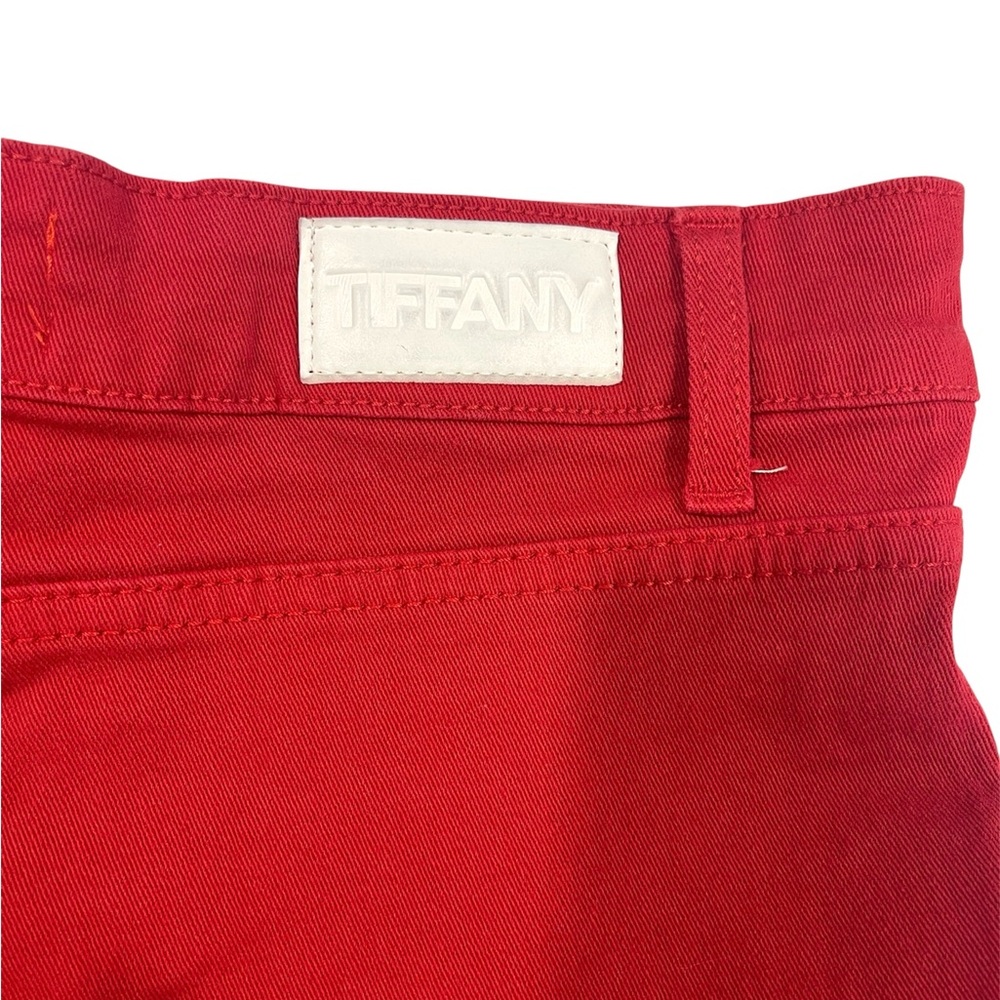 TIFFANY Low Rise Red Denim Stretch Pleated Micro Mini Skirt EU sz 40 Y2K bratz - Picture 5 of 8